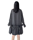 FJØRNA Stripe Tier Shirt Dress in white, casual knee-length dress with tiered design and button-front detail.