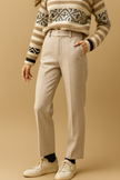 FJØRNA women's wool blend trousers showing front view with tailored fit and classic design, suitable for professional or casual wear.