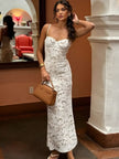 FJØRNA lace bodycon midi dress for women, showcasing elegant fitted design with intricate lace details perfect for day to night wear.