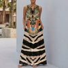 FJØRNA floral sleeveless maxi dress with relaxed fit and pockets, featuring a bold leopard print for women.