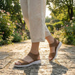 FJØRNA women's orthopedic sandals with adjustable linen straps, perfect for comfortable, supportive summer footwear.