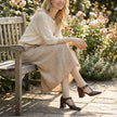 FJØRNA orthopedic chunky heel square toe T-strap sandals for women, showing stylish design and comfortable fit.