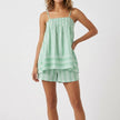 Light green FJØRNA 2-piece set with striped smocked cami and relaxed shorts for comfortable daytime wear