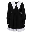 Black collar dress by FJØRNA featuring a sleek, fitted design, styled for streetwear and Y2K fashion, ideal for trendy casual looks.