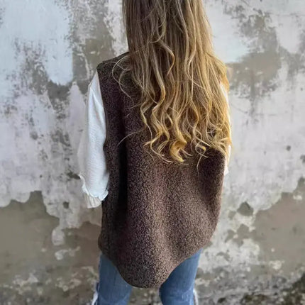 Sofie | Cozy Sherpa Vest with Buttons and Pockets