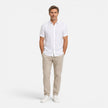 Men's FJØRNA linen shirt with short sleeves, breathable fabric, and a classic fit, perfect for casual warm-weather wear.