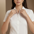 Relaxed fit men's linen short sleeve shirt by FJØRNA, shown in a lightweight, breathable fabric perfect for warm weather.