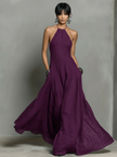 Linen Halter Neck Maxi Dress For Women