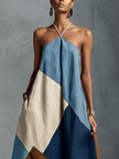 Linen Patchwork Maxi Dress | Casual Dress