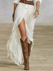 Linen Pleated Maxi Dress For Women