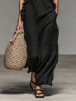 Linen Ruffle Maxi Dress For Women
