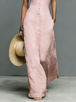 FJØRNA linen sleeveless maxi dress for women, flowing lightweight dress with a relaxed fit and elegant design.