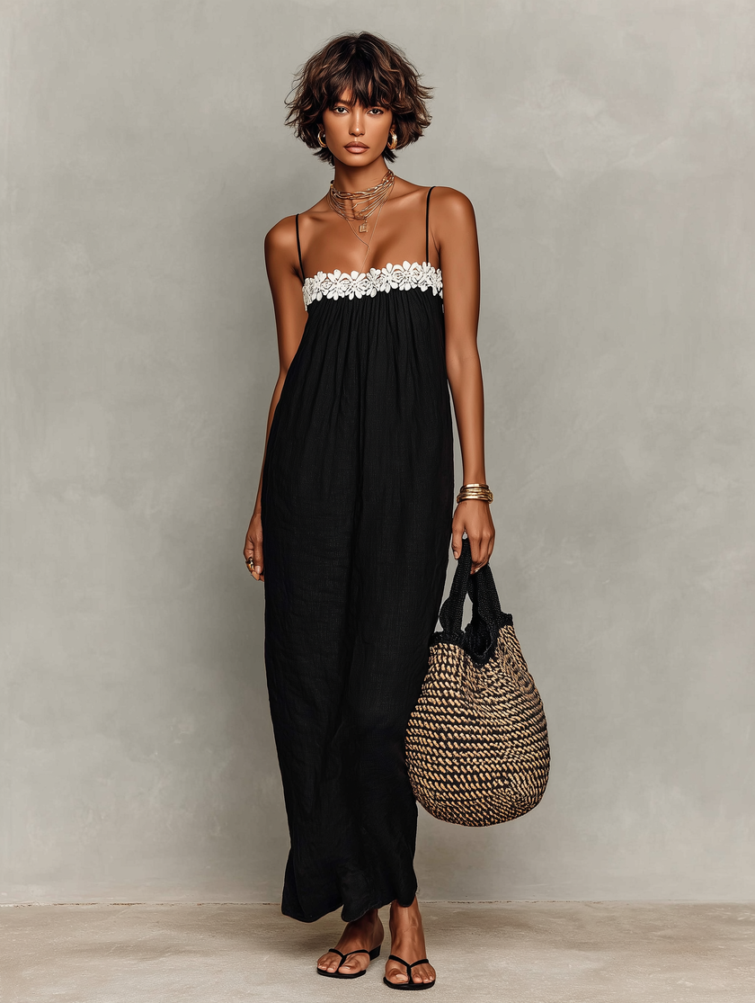 Linen Strapless Maxi Dress | Evening Dress