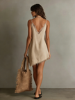 Linen Strapless Mini Dress For Women