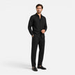 Men's linen summer outfit by FJØRNA, breathable lightweight two-piece set with collar and button details, ideal for warm weather.