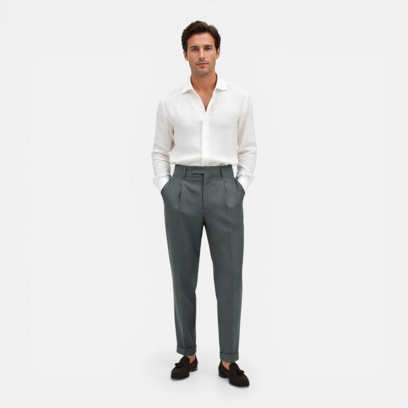 Men's slim fit linen shirt by FJØRNA, lightweight summer casual shirt with a relaxed fit and breathable fabric.