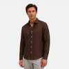 Men's slim fit linen shirt by FJØRNA, lightweight breathable summer business casual shirt for men.