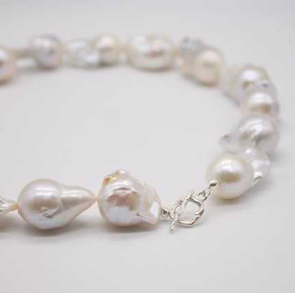 Lisgarden Bridal Jewelry | Statement Necklace Featuring Large Baroque Pearls and Chic Silver Clasp