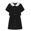 FJØRNA Little Witch Mini Black Dress, a stylish Y2K-inspired black mini dress with a fitted silhouette.