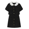 FJØRNA Little Witch Mini Black Dress, a stylish Y2K-inspired black mini dress with a fitted silhouette.