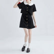 FJØRNA Little Witch Mini Black Dress featuring a sleek, fitted design, perfect for stylish streetwear and Y2K fashion looks.