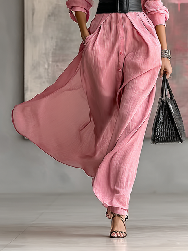 FJØRNA women's long sleeve maxi dress, flowing fabric, and elegant design, perfect for casual or formal occasions