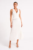Luna | Pleated Full-Length Maxi Skirt in White