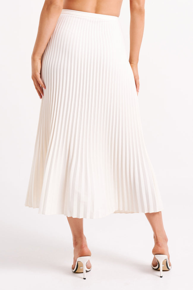 Luna | Pleated Full-Length Maxi Skirt in White