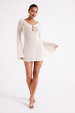 FJØRNA Studio | Retro Crochet Mini Dress with Bell Sleeves