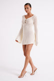 FJØRNA Studio | Retro Crochet Mini Dress with Bell Sleeves