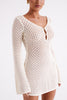 FJØRNA Studio | Retro Crochet Mini Dress with Bell Sleeves