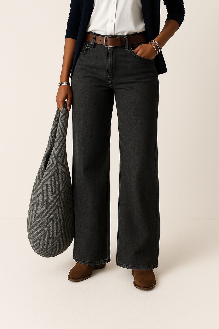 Women's All Season Wide-Leg Denim Pants