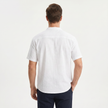 Men's linen short sleeve Henley T-shirt by FJØRNA, light and breathable fabric, shown in a neutral color, casual style.