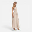 Elegant women's summer maxi dress by FJØRNA featuring a twist waist and sleeveless design, perfect for warm-weather occasions.
