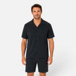 Men's FJØRNA textured shirt and shorts set, lightweight summer casual outfit, featuring short sleeves and a relaxed fit.