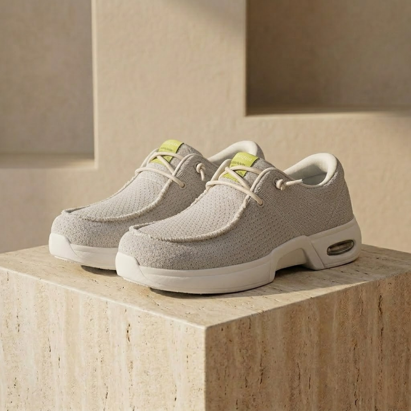 FJØRNA men's mesh walking shoes with breathable fabric and air cushion sole for comfortable outdoor walking.