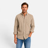 Men's FJØRNA classic button-up casual shirt with long sleeves and collar, displayed on a male model.