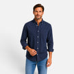 Men's FJØRNA classic button-up casual shirt, featuring a relaxed fit and lightweight fabric, displayed on a male model.