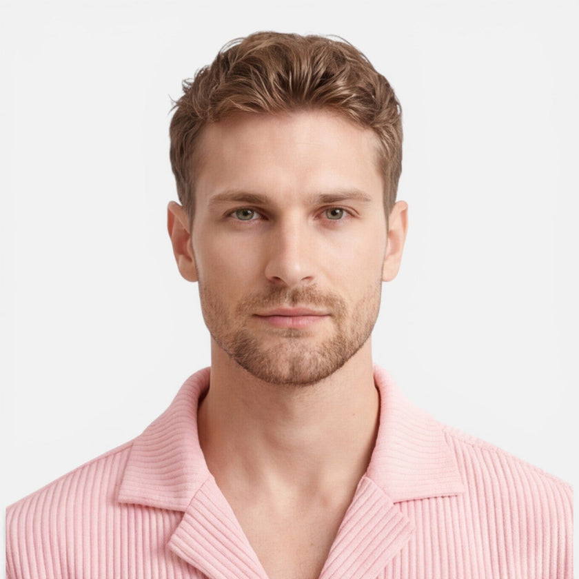 Men's FJØRNA corduroy shirt and shorts set, casual summer outfit, featuring lightweight fabric and relaxed fit for warm weather.