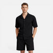 Men's FJØRNA corduroy shirt and shorts set, casual summer outfit, featuring a stylish button-up shirt and matching shorts.