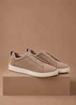 Men's FJØRNA suede slip-on sneakers with no laces, lightweight casual shoes for comfortable everyday wear.