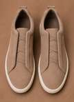 Men's FJØRNA suede slip-on sneakers with laceless design, lightweight casual shoes for comfortable everyday wear