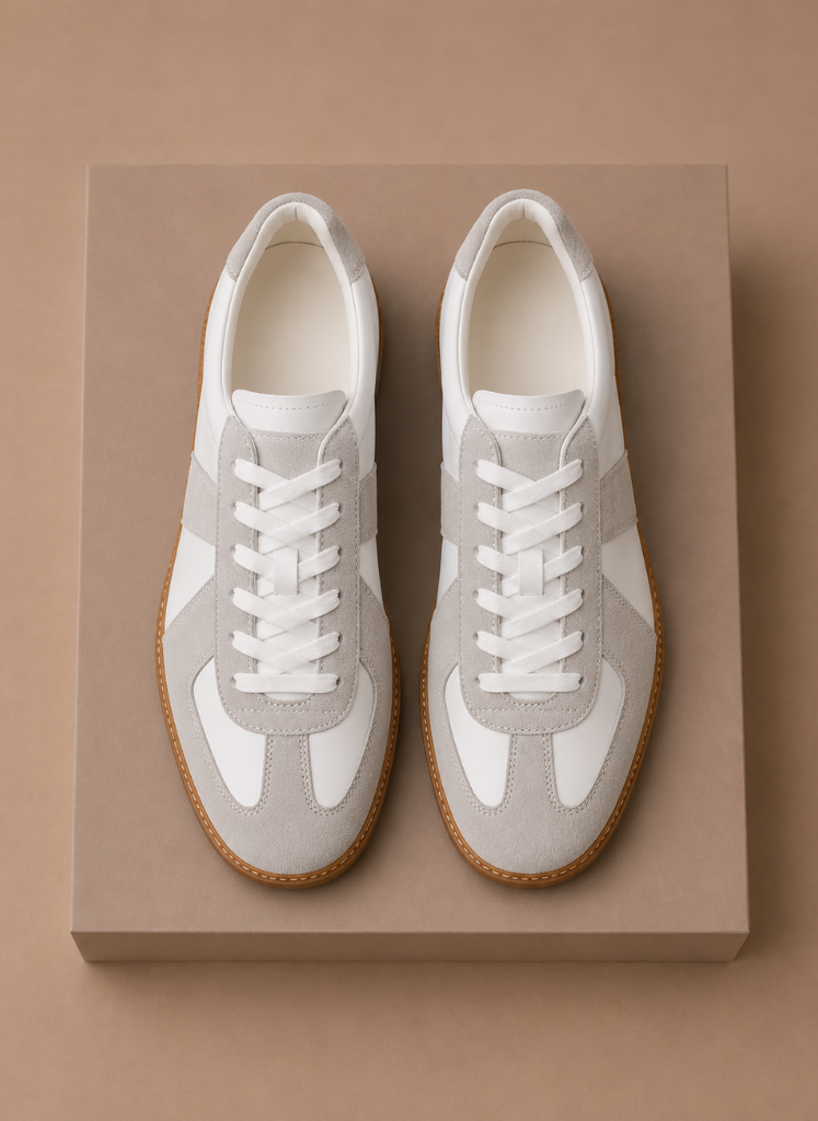 Men's FJØRNA low-top casual sneakers in lightweight suede, featuring a sleek design and comfortable fit for everyday wear.