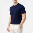 Men's FJØRNA ribbed knit slim fit lightweight summer T-shirt with short sleeves, perfect for casual warm-weather wear.