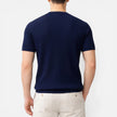 Men's lightweight ribbed knit slim fit T-shirt by FJØRNA, short sleeve summer tee in a neutral color.