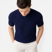 Men's lightweight ribbed knit slim fit T-shirt by FJØRNA, short-sleeve summer tee in a casual, comfortable fit.