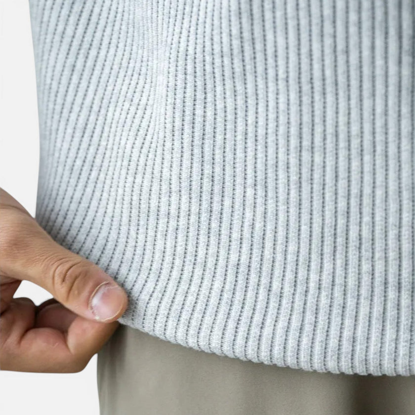 Men's FJØRNA slim fit ribbed knit T-shirt, lightweight summer tee with short sleeves and a comfortable fit.