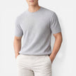 Men's slim fit lightweight ribbed knit T-shirt from FJØRNA, short-sleeve summer tee with a close-fitting design.