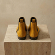 Tan suede Chelsea boots for men by FJØRNA, showcasing classic ankle-high style and comfortable fit.