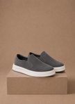 Men's suede slip-on sneakers by FJØRNA featuring casual everyday loafer style, with a sleek, comfortable design.